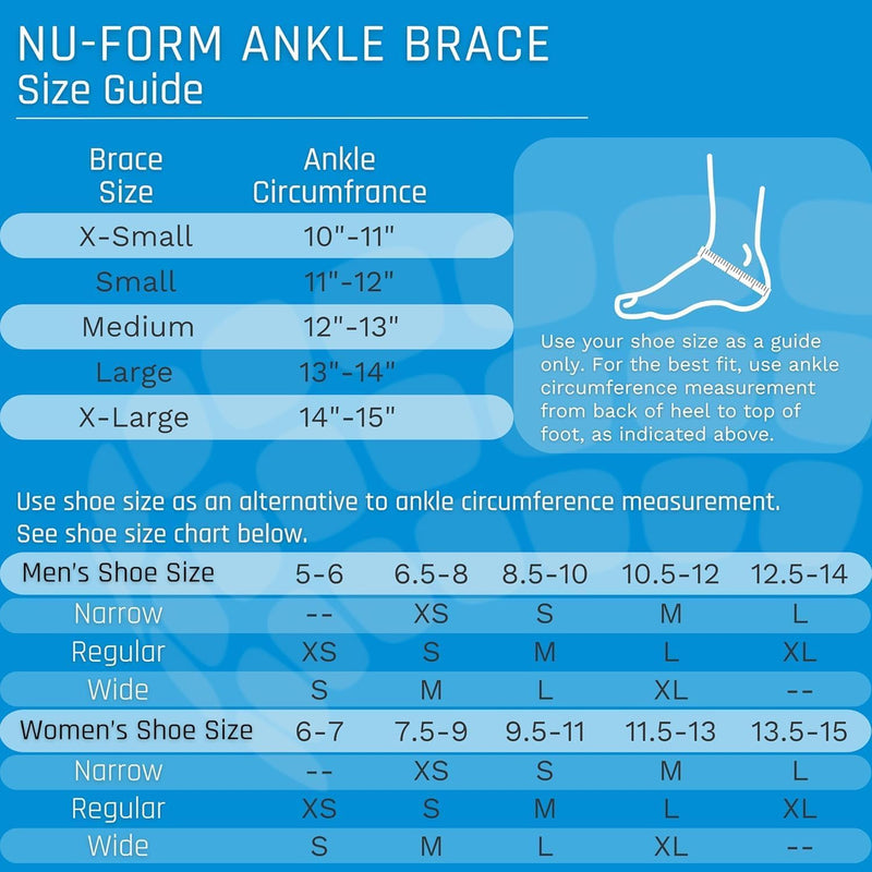 Ovation Medical Nu-Form Ankle Brace - Premium, Low Profile Ankle Stabilizer and Ankle Compression Brace - Breathable Ankle Brace for Sports, Ankle Sprains, Injury Recovery Support, & More (Small) Small