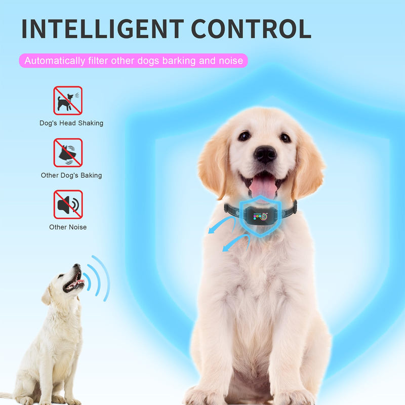 2024release Dog Bark Collar, Smart Rechargeable Anti Barking Training Collar, 8 Sensitivity Levels, Beep/Vibration/Shock,IP67 Waterproof, Color Display - BeesActive Australia