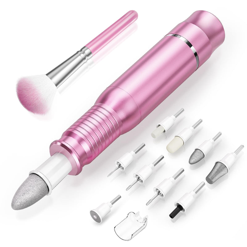 Subay Professional Manicure Pedicure Kit, Electric Nail Drill Set with LED Display, 25000RPM, 11-Piece Attachments Plus 20 Sanding Bands, Nail Grinder Tool for Women Men Baby Pets, with Dust Brush 1.pink - BeesActive Australia