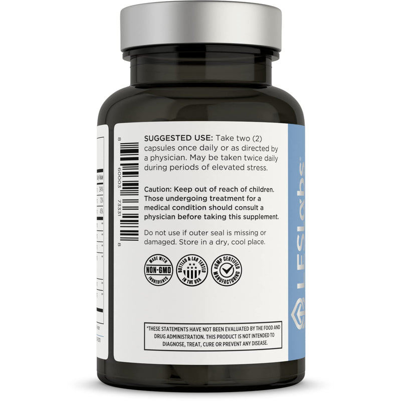 LES Labs GABA Health Supplement for Calm, Relaxation & Sleep, 90 Capsules | Calm, Relaxation, Stress & Sleep Support, GABA, L-Theanine, Magnesium Glycinate, Taurine, Passionflower, Skullcap, Non-GMO