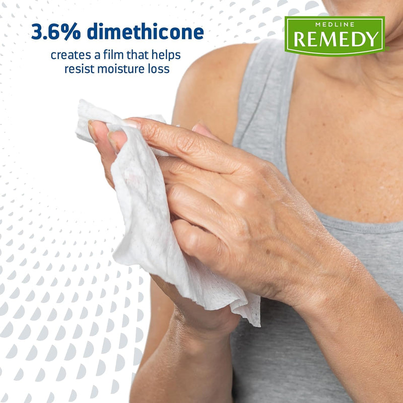 Medline Remedy Clinical 3-in-1 Barrier Cream Cloth, 8 count (1 Pack), 8 x 8 in Adult Wet Wipes, Vanilla Scent, Incontinent Care, Dimethicone, Irritated Skin, Soothing, Nourishing, Gentle 8 Count (1 Pack)