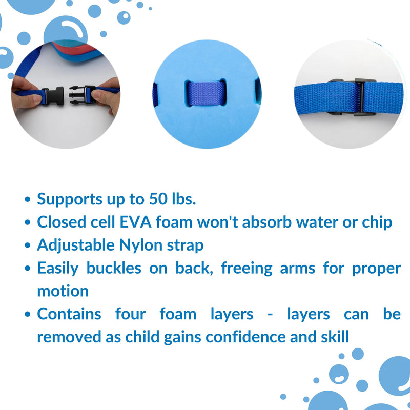 Sporti Progressive Back Float,Swim Belt Bubble Adjustable Belt & Layers,Floatie with Multiple Layers for Kids Swim Trainer Multi - BeesActive Australia