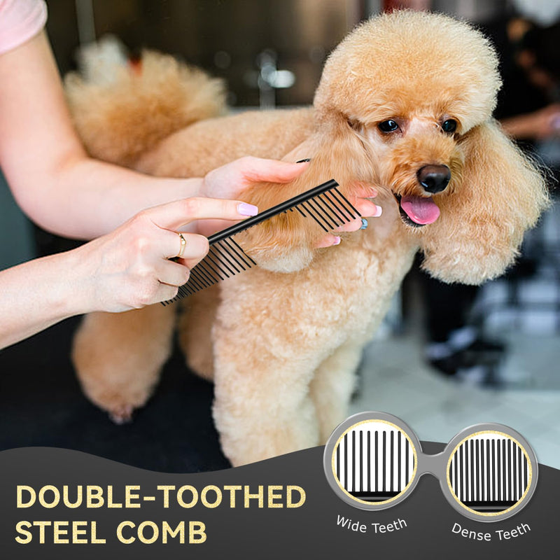 Nobleza professional dog scissors set, 6 in 1 dog hair cutting, 4CR stainless steel dog scissors, fur scissors with round tip, including thinning scissors, straight and curved scissors, grooming comb, for cats and pets - BeesActive Australia