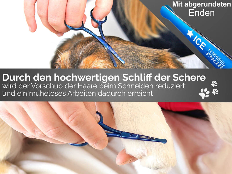 Professional paw scissors fur scissors straight TITAN with micro-serration 9 cm blue - BeesActive Australia