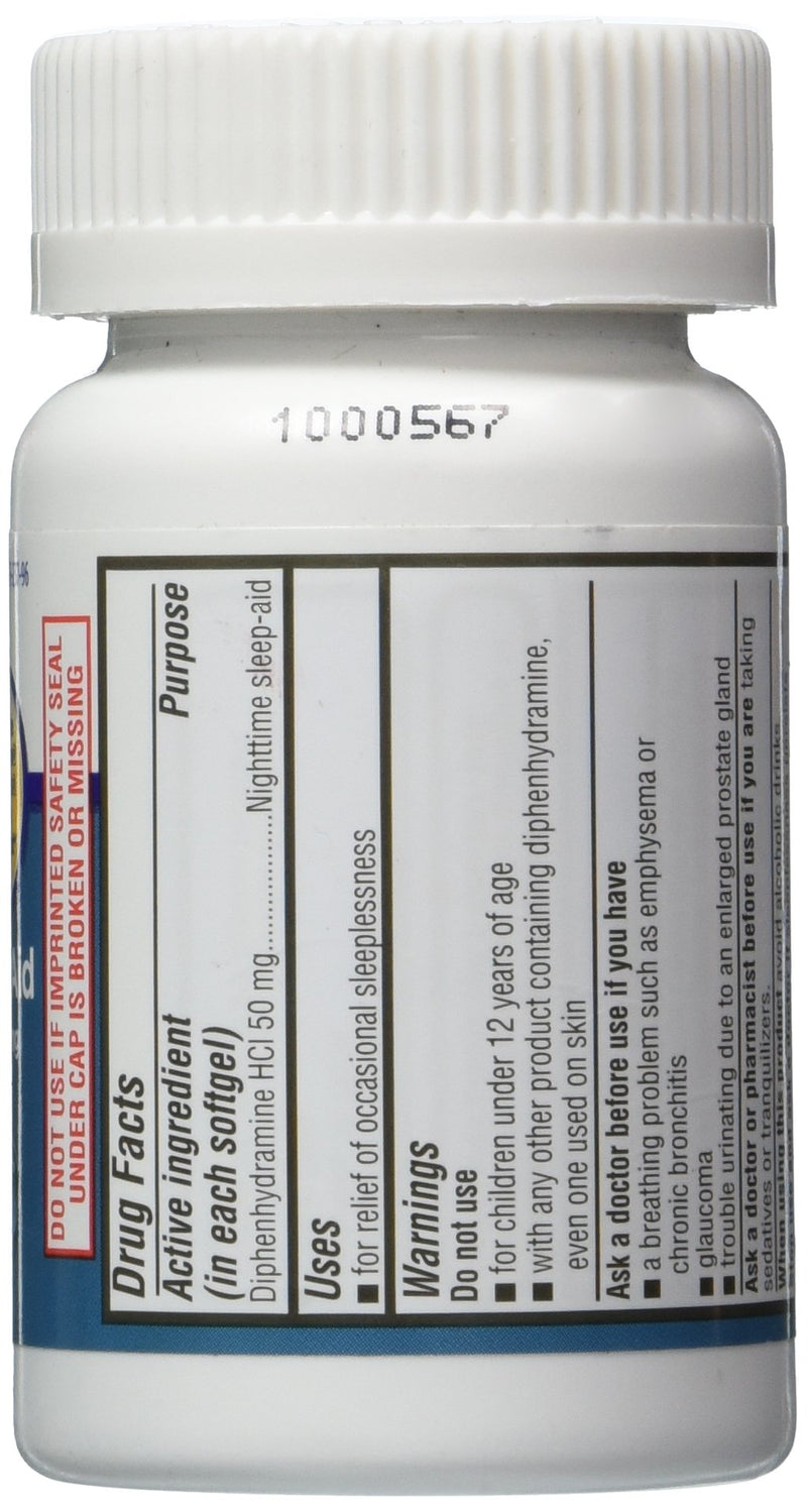 Equate - Sleep Aid 50 mg, Maximum Strength, 96 Softgels (Compare to Unisom)