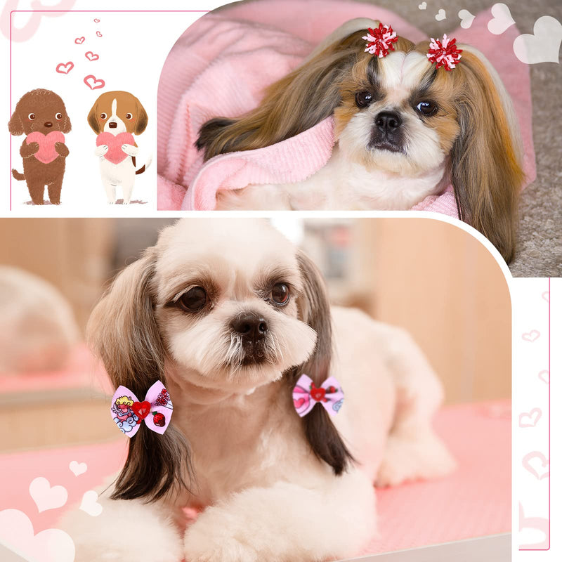Weewooday 70 Pieces Dogs Hair Dog Bows with Rubber Band Dog Bowtie Pet Hair Accessories Puppy Bowknot Topknot Pet Grooming Bows for Independence Day Christmas Small Puppy Decor(Romantic Style) Romantic Style - BeesActive Australia