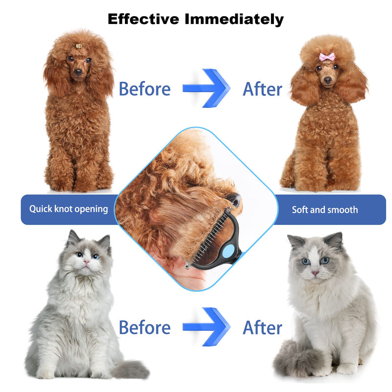 Dog Brush for Shedding, Sebtle Double Sided Undercoat Rake Comb for Dogs and Cats, Pet Grooming Brush for Small, Medium Dogs and Cats,Furminator Tool Remove 98% Mats, Tangles Blue - BeesActive Australia
