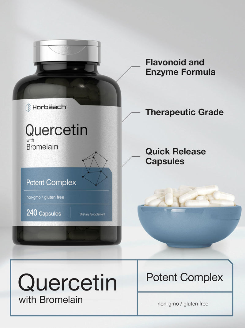 Horbäach Quercetin with Bromelain Supplement | 240 Capsules | Non-GMO and Gluten Free