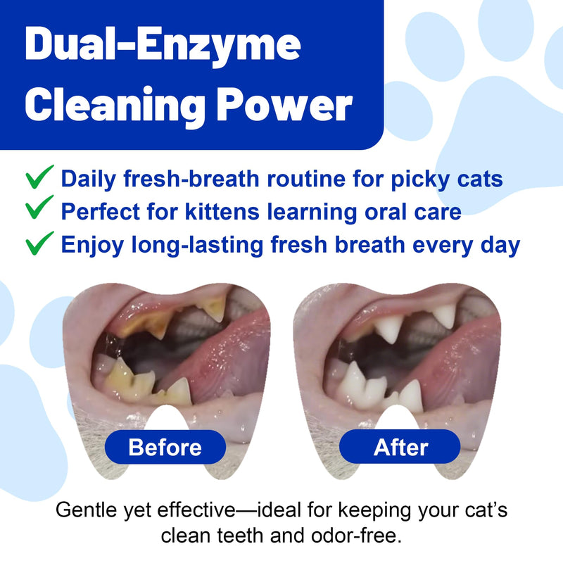 Fresh Breath Water Additive for Cats and Dogs - Enzyme & Probiotic Teeth Cleaning Solution - Reduces Plaque & Tartar - Supports Pet Gum Health - No Brush or Toothpaste Required - 7.1 FL OZ