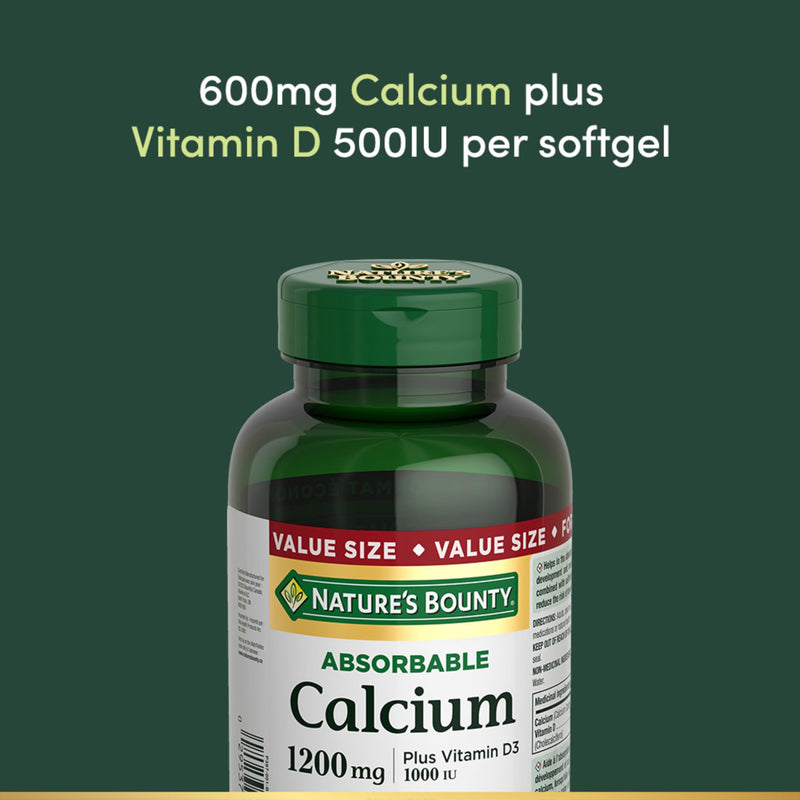 Nature's Bounty Absorbable Calcium 1200mg plus Vitamin D3 1000IU 200 count