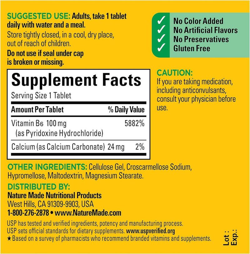 Nm Vitmn B6 100mg Tab Size 100ct
