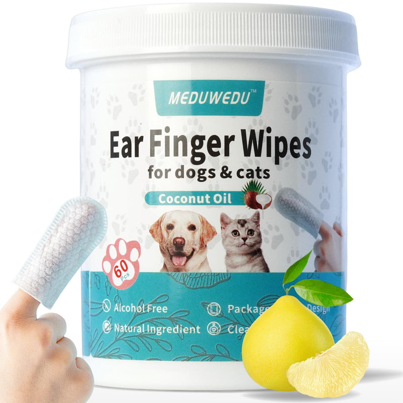 MEDUWEDU Citrus Ear Care Combo – Grapefruit Finger Wipes + Cotton Swabs for Dogs & Cats