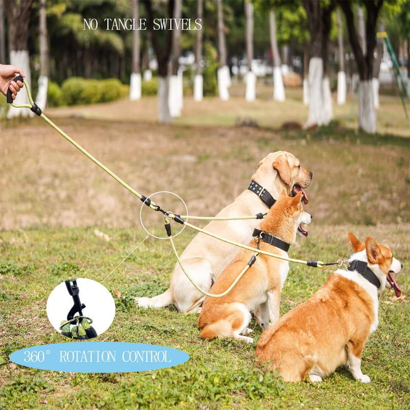 3 in 1 Durable Nylon Dog Leash with Padded Handle, 360° Swivel No Tangle Climbing Rope Removable Pet Traction Rope, Lead for Medium Large Dogs Green Blue - BeesActive Australia