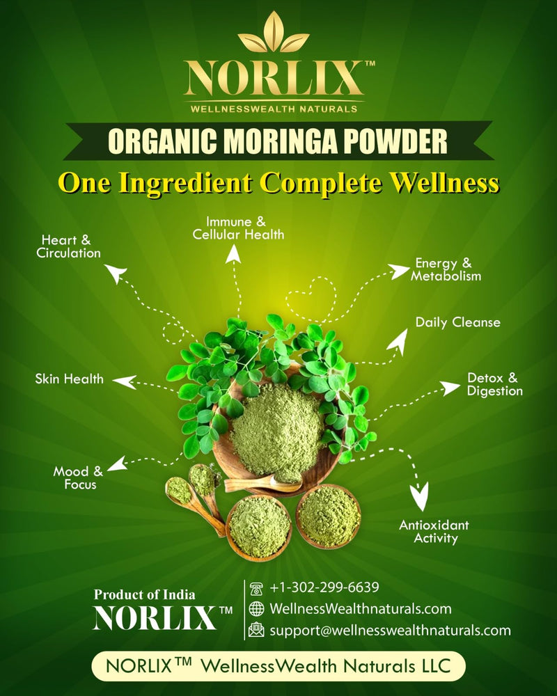 Organic Moringa Leaf Powder, 100% Pure Organic Superfood, Plant-Based, 100G (3.5 OZ).