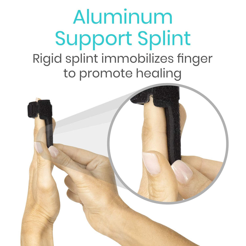 Vive Trigger Finger Splint Brace - Middle, Pinky, Pointer, Ring and Thumb Support - Palm Strap Included - Straighten Curved or Broken Fingers - Adjustable, Breathable Fit - Aluminum Pain Relief Guard Black - BeesActive Australia