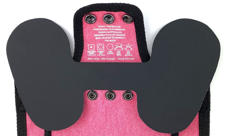 DOWN UNDER OUTDOORS 4 Pack Medium-Large Saddles with Adjustable Straps, Poultry Saver, Protector, Apron, Supplies, Care Products (Pink) pink
