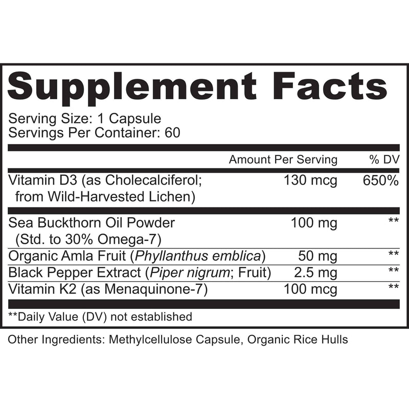 MoxyVites Vitamin D3 K2 5000 IU – High Absorption D3 + K2 MK-7 with Sea Buckthorn Oil & Omega-7 – Bone, Heart & Immune Support for Women & Men – 60 Vegan Capsules