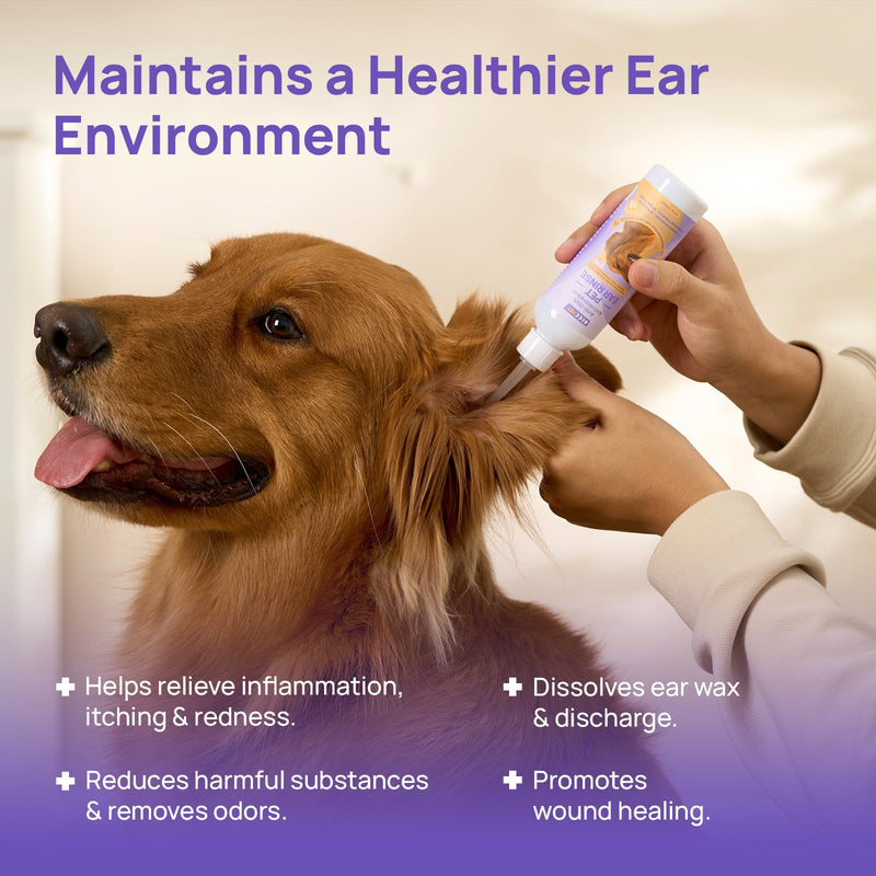 HICC PET Ear Cleaner for Dogs & Cats, Soothing Ear Discomfort, Dog Ear Drops To Stop Wax Build Up, Head Shaking, Scratching Ear Odour, 118ml 0.21kg,8.5*4.3*16cm