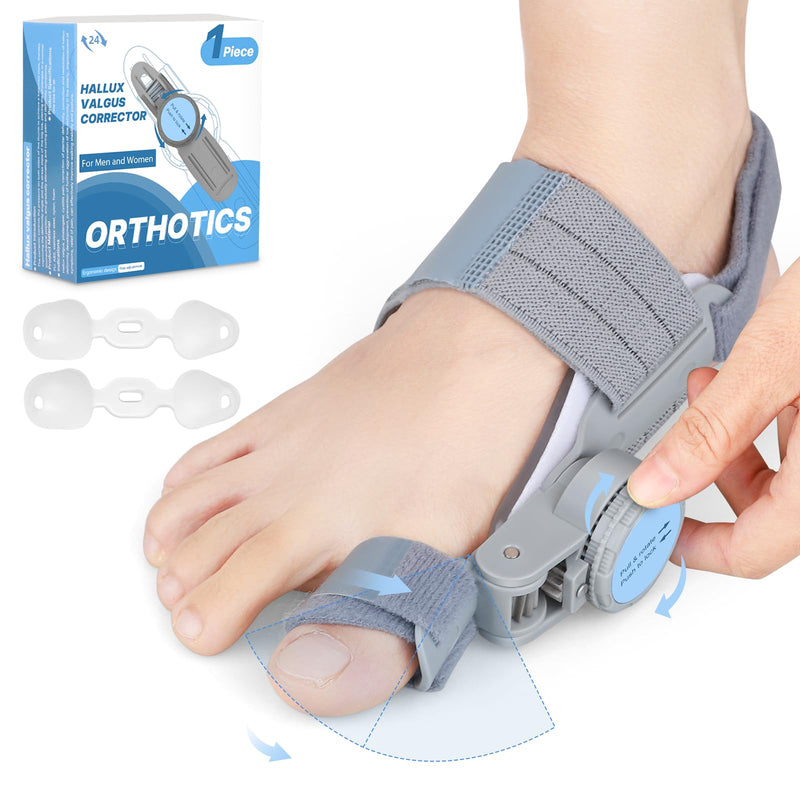 Bunion Corrector for Women Men: Big Toe Straightener Bunion Fix with Adjustable Knob-Orthopedic Bunions Splint Brace Toe Alignment Correction for Hallux Valgus Pain Relief Day/Night 1PCS (Grey) Grey - BeesActive Australia