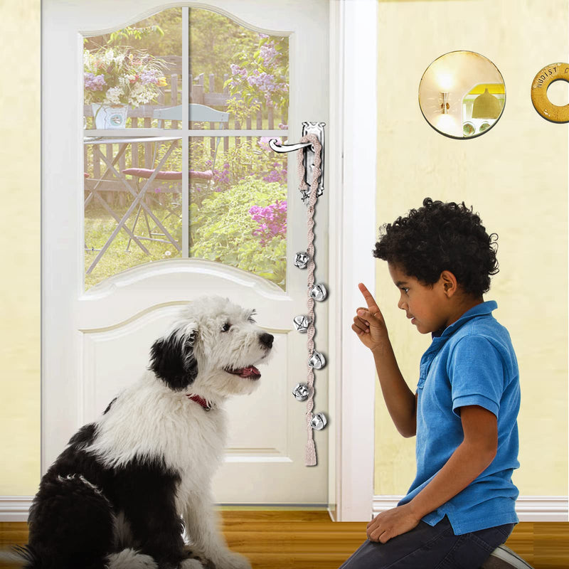 Dog Bells to Go Outside, Dog Doorbells for Potty Training, Adjustable Dog Door Bell, Dog Training Bell for Door, Puppy Training Bell. Twisted Style, Beige - BeesActive Australia