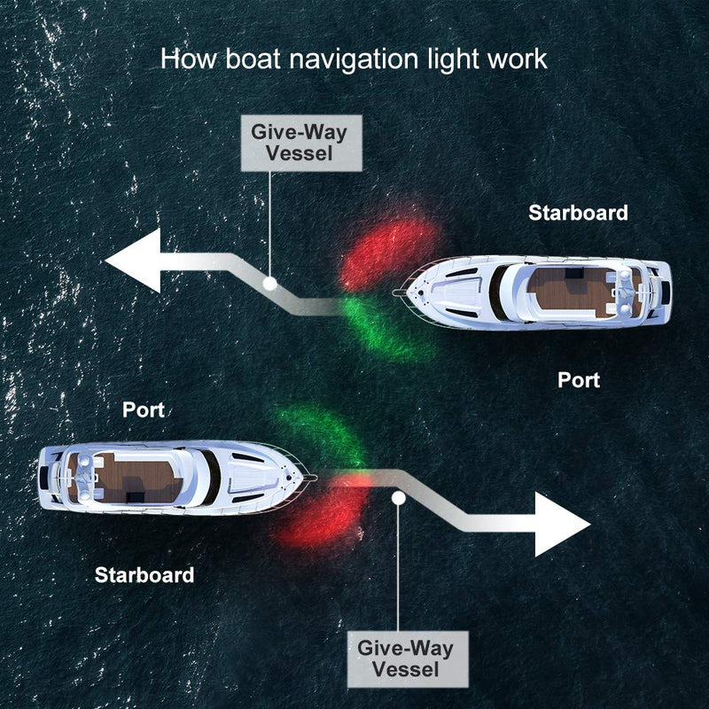 Boat Navigation Light Red and Green LED Marine Navigation Boat Bow Light for Pontoon and Small Boat (Silver) Silver