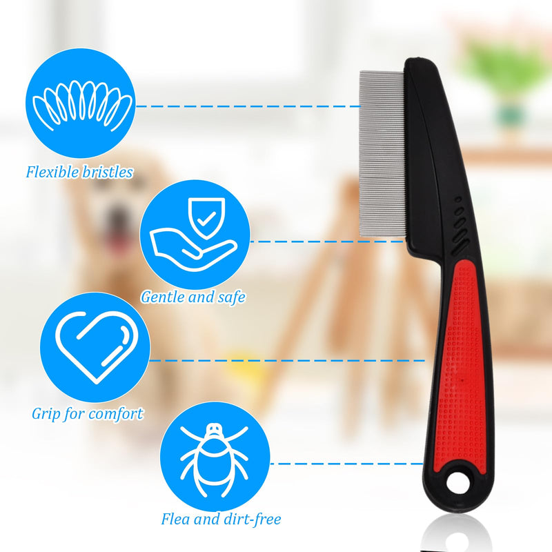 Pack of 2 pet flea combs, 18 cm cat dog lice comb, professional flea comb for cats/dogs, stainless steel dust comb with fine teeth, pet flea removal comb, effective against fleas/nits/dirt/ticks - BeesActive Australia