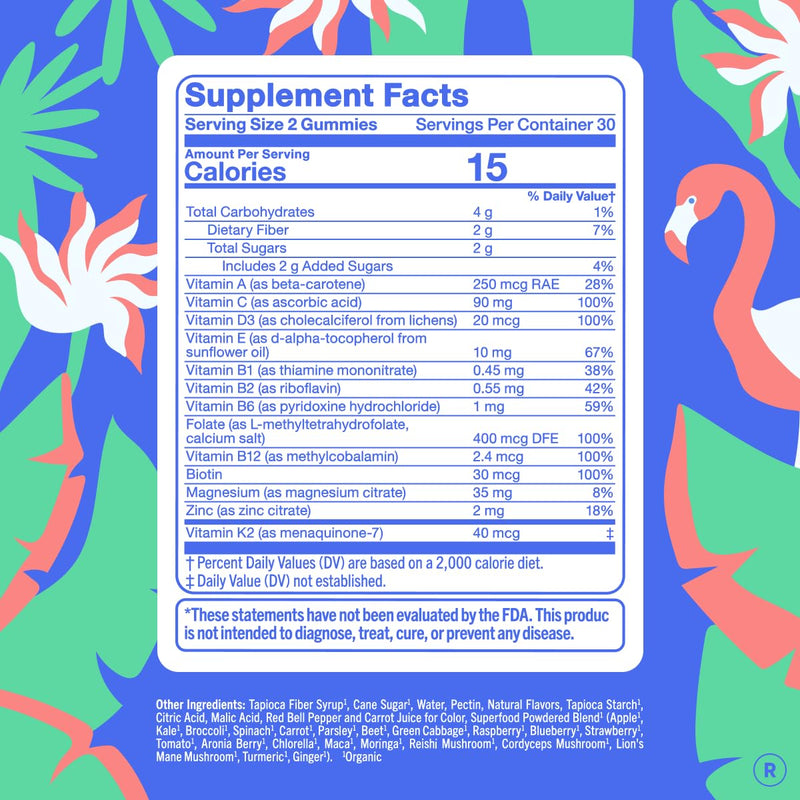 FIRST DAY Women's Multivitamin Gummies with Methylated Folate, 60 Gummies | Vegan daily multivitamin for women with biotin, zinc and organic superfood blend; take 2 gummies daily for everyday nutrition 60 Count (Pack of 1) Womens