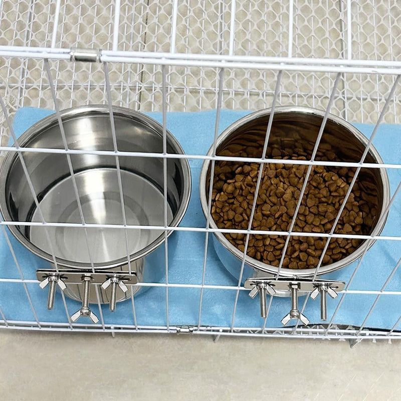 2 Pack Large Dog Water Food Bowls, Dog Crate Water Bowl No Spill, Water Bowl for Dog Crate Cage Accessories, Kennel Water Bowl Hanging, Stainless Steel Dog Bowls Dish Coop Cup for Large Medium Dog - BeesActive Australia