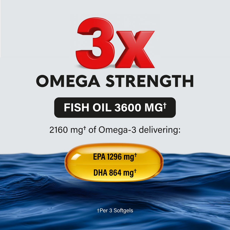 Omega 3 Fish Oil 3600 mg - Omega 3 Supplement | EPA & DHA - Heavy Metals Free - Heart, Brain & Joint Support - Purified Fish Oil for Men & Women - Burpless, Lemon Flavored - Made in USA, 90 Softgels - BeesActive Australia
