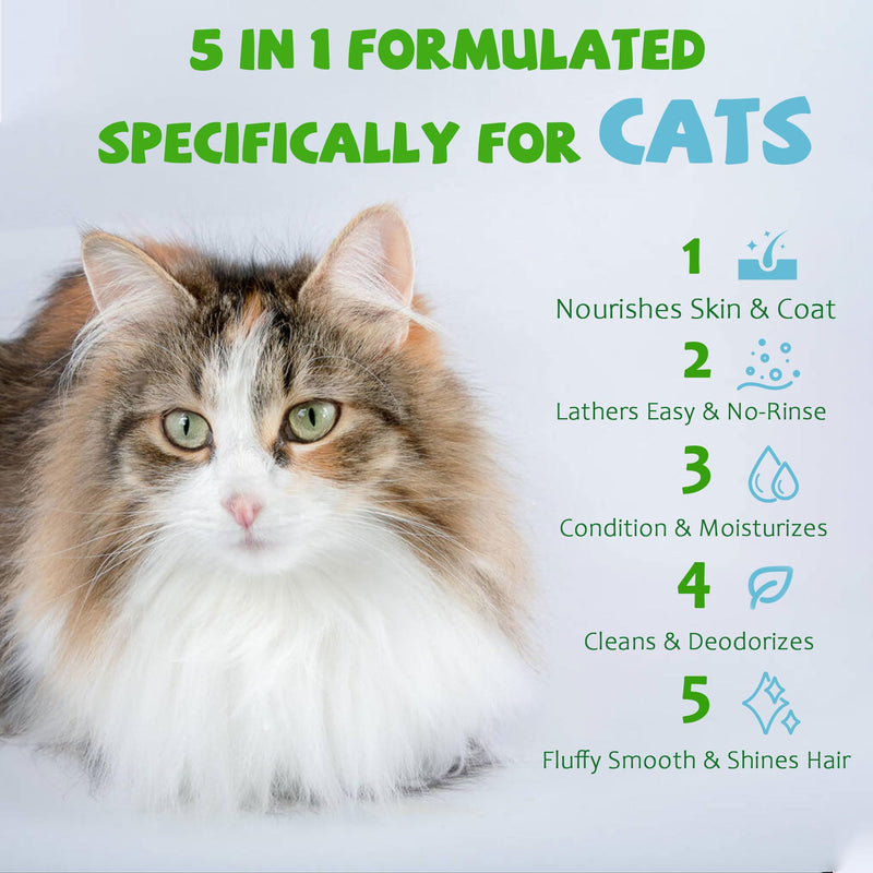 Waterless Cat Shampoo No Rinse Kitten Shampoo, Easy Cat Bath Cleaning Fur Lick Safe - Hypoallergenic Cat Shampoo for Long and Short Hair - BeesActive Australia