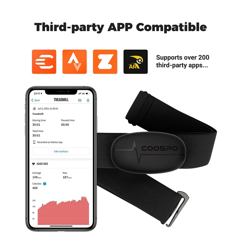 COOSPO H6 Heart Rate Monitor Chest Strap Bluetooth 4.0 ANT+ IP67 Chest Heart Rate Sensor for Peloton Polar DDP Yoga Map My Ride Garmin Sports Watches - BeesActive Australia