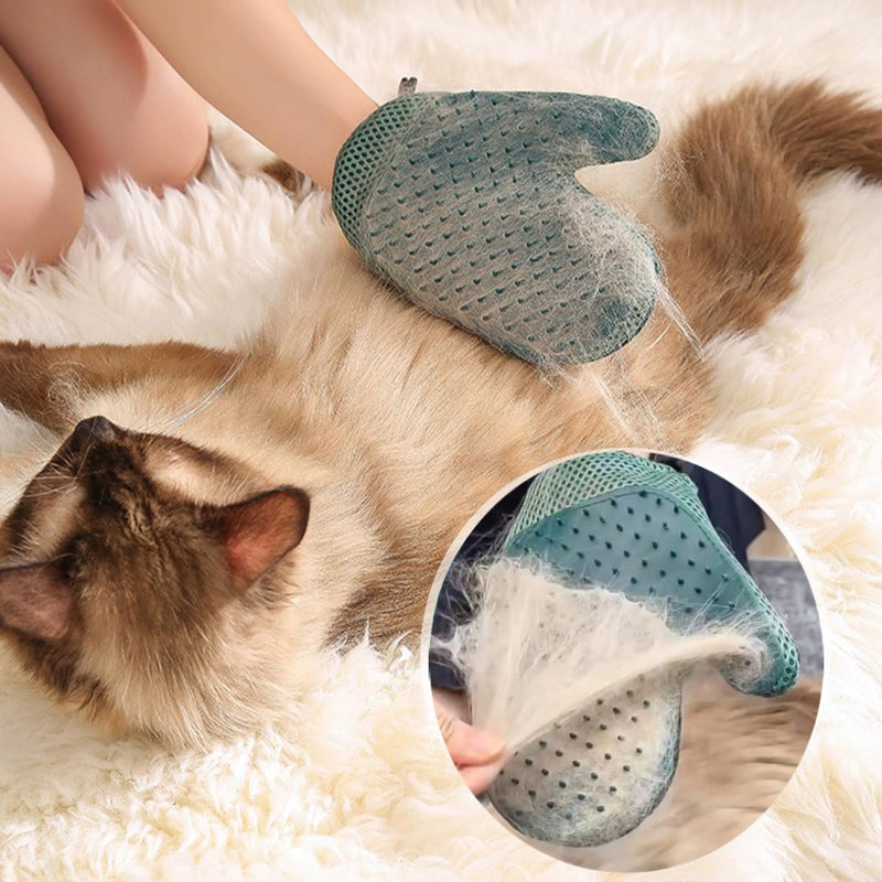1 piece grooming glove for cats and dogs, gently removes hair and makes combing easier, ideal for grooming at home (dark green) grooming gloves (dark green) - BeesActive Australia