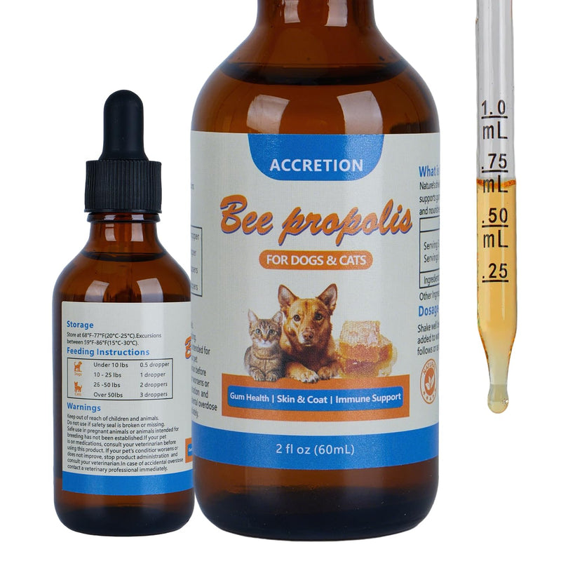 Accretion Bee Propolis for Dogs & Cats, 2 fl oz, Dental Defense & Respiratory Health, Supports Seasonal Immunity & Immune System, Natural Oral Care Supplement
