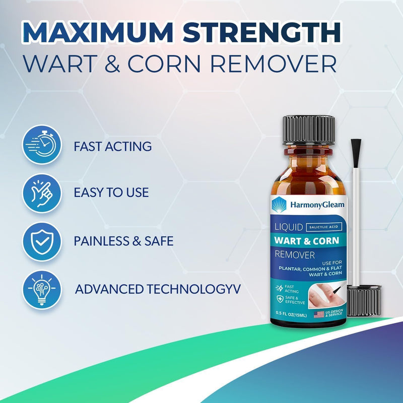Wart Remover: Liquid Salicylic Acid Wart Corn Remover for Feet Extra Strength - Wart Corn Remover Freeze Off for Plantar, Common and Flat Wart Removal - 15ml (Brown2) - BeesActive Australia