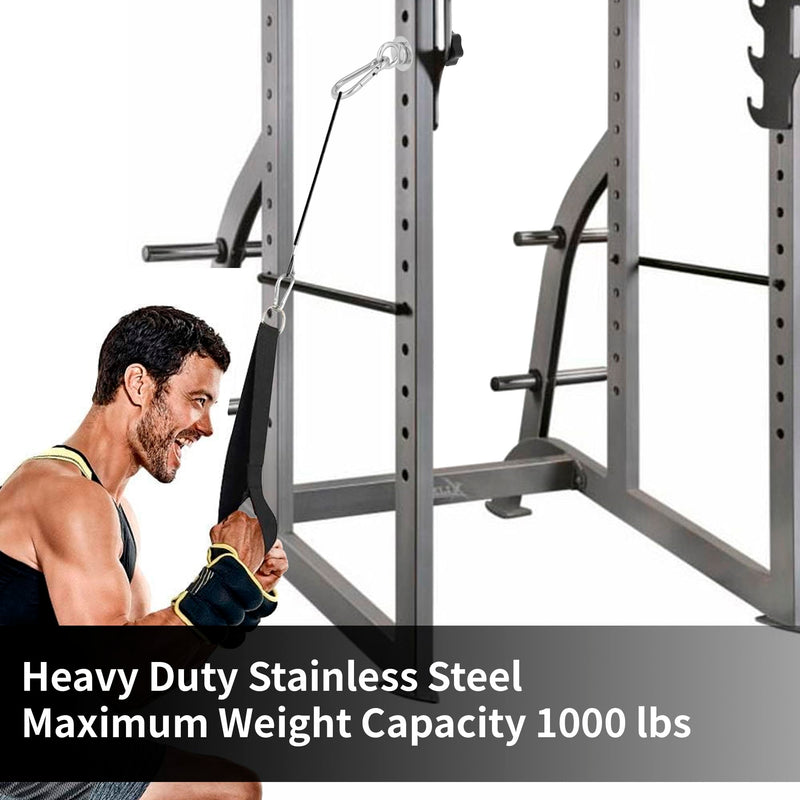 Set of 2 Heavy-Duty Stainless Steel Power Rack Attachments with Quick-Connect Buckles, Fits 2" x 2" or 3" x 3" Racks with 1/2" or 1" Holes, Wobble-Free and Secure Fit