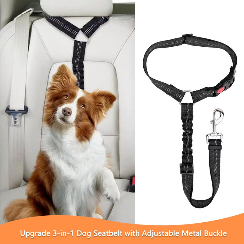 Adjustable Pet Safety Seat Belt for Dogs & Cats - Car Headrest Restraint with Nylon Fabric - Comfortable & Durable Dog & Cat Vehicle Seatbelts & Harness(1 Pack) black - BeesActive Australia
