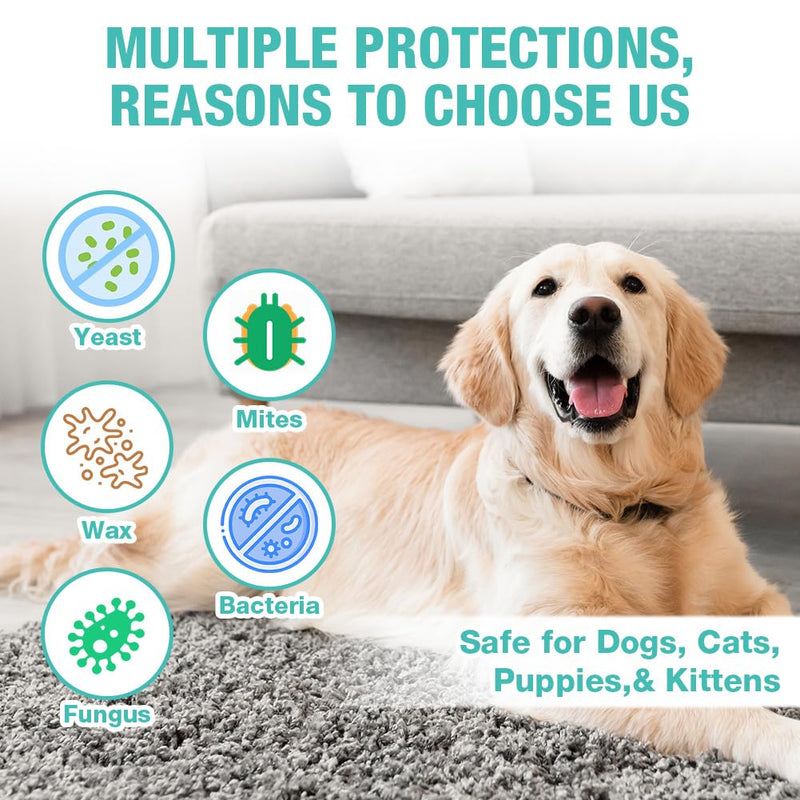 Aomig Cat & Dog Ear Cleaner Solution, Ear Care for Dogs Ear Mite Treatment, Dog Ear Drops for Infection Antibiotics, Cat Ear Drops Soothes Itchy Ears, Ear Cleaner Treatment for All Other Animal 1 Pc