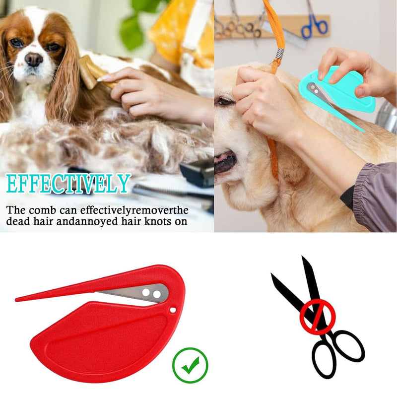 5PCS Pet Knotting Comb + 1PCS Grooming Comb, Pet Hair Grooming Tool for Pets, Knotting Comb for Dog & Cat, Pet Dematting Comb for Dogs and Cats, Attached 760PCS Mini Color Elastic Hair Ties - BeesActive Australia