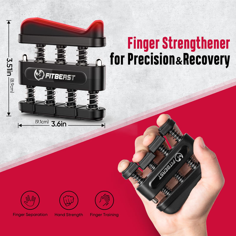 FitBeast Grip Strength Trainer, Hand Gripper Strengthener Kit - 6 Pack with Adjustable Resistance Forearm Strengthener, Forearm Exerciser and Massage Balls for Hand Therapy, Grip Training Black