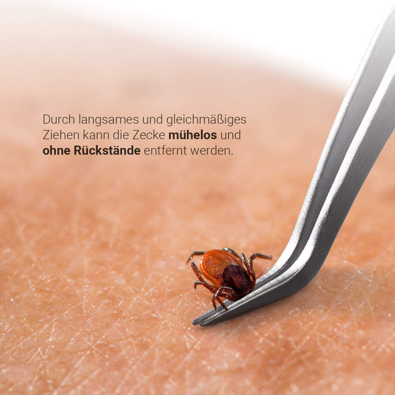 MNT10 tick tweezers stainless steel 2-in-1 I splinter tweezers, tick tweezers + tick hook for people and dogs in a practical metal case I ideal for ticks of any size I + FREE identification card - BeesActive Australia