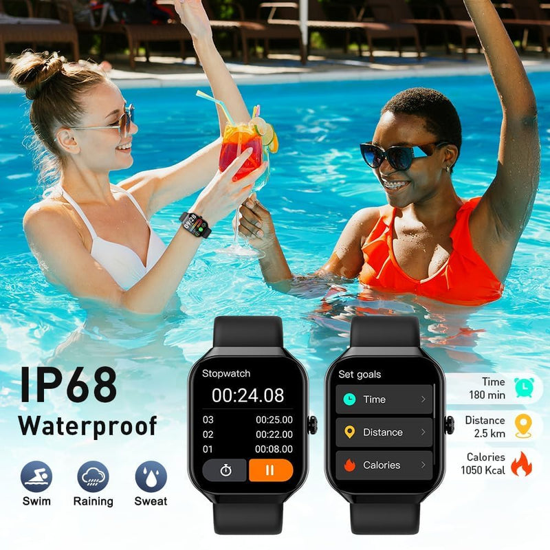 Smart Watch(Answer/Make Call), 1.96" HD Smartwatch for Men Women, 2026 Fitness Watch with 110+ Sport Modes/Heart Rate/Sleep Monitor/Pedometer, IP68 Waterproof Fitness Activity Tracker for Android iOS - BeesActive Australia