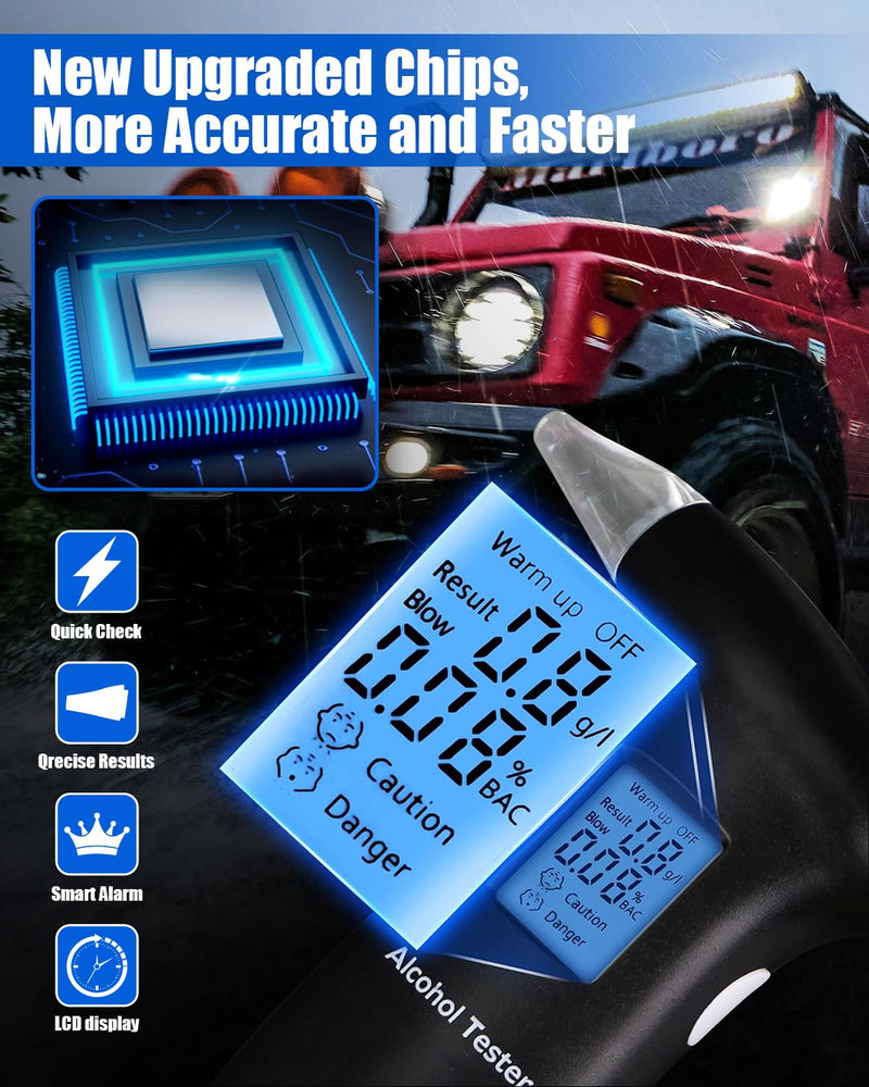 VRKYRIN Breathalyzer for Alcohol, Portable Breathalyzers to Test Alcohol Personal Alcohol Breathalyzer Tester with LCD Display and 12 Mouthpieces for Home Party Use - BeesActive Australia