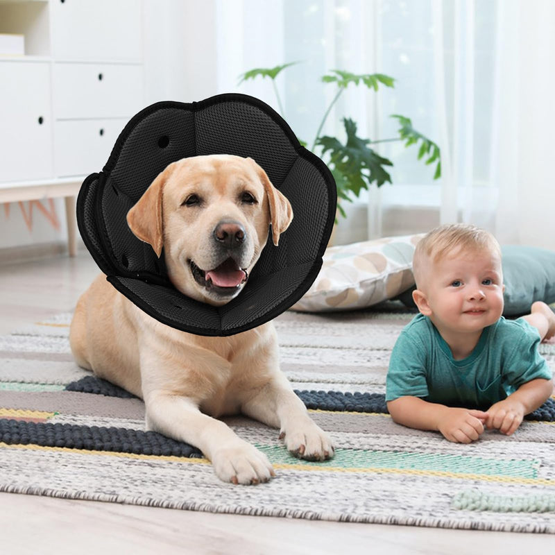 IECOii Neck collar for large dogs, protective collar dog after surgery, dog cone neck collar for dogs after castration, male dog collar, breathable dog collar for Golden Retriever, Labrador, black-XL XL black - BeesActive Australia