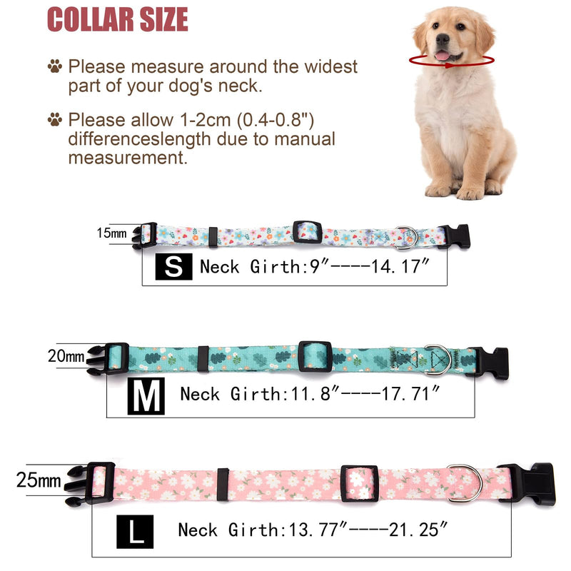 3 PCS Designer Dog Collar for Small Medium Large Dogs, Cute Flower Dog Collars for Dogs, Adjustable Dog Collar with Ring (#1-Multicolor A, S) #1-multicolor A - BeesActive Australia