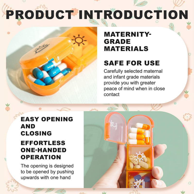 Weekly Pill Organizer-Portable 7 Day Travel Pill Box,Medicine Organizer for Vitamins,Medications,Supplements Black 2