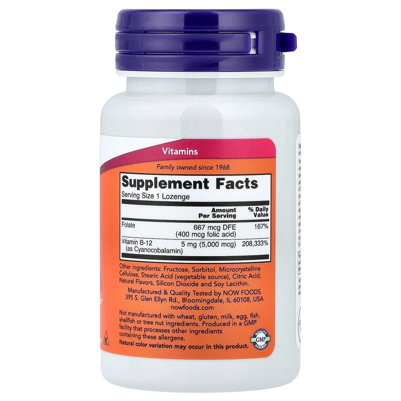 NOW B-12 5,000 mcg,60 Lozenges 60 Count (Pack of 1)
