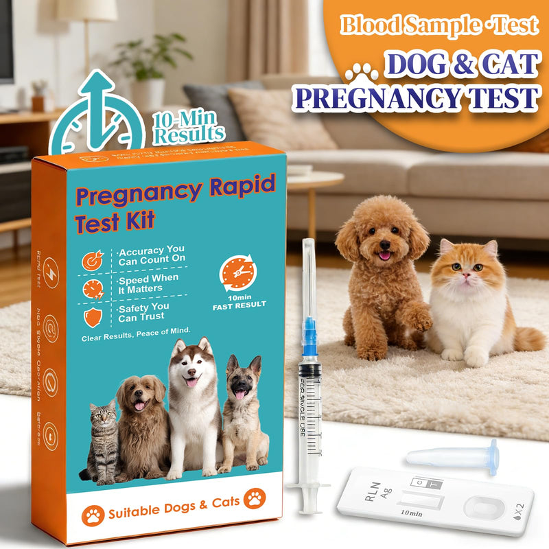 2-Pack Dog & Cat Pregnancy Test Kit, Blood-Based Early Detection for Home & Veterinary Use, Reliable Pet Reproduction Monitoring Tool 2 Pack