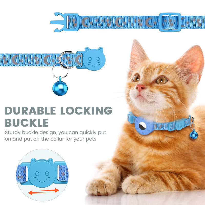 Airtag cat collar, integrated cat collar Airtag with AirTag holder and bell, reflective cat collar with breakable safety buckle for kittens puppies (blue) blue - BeesActive Australia