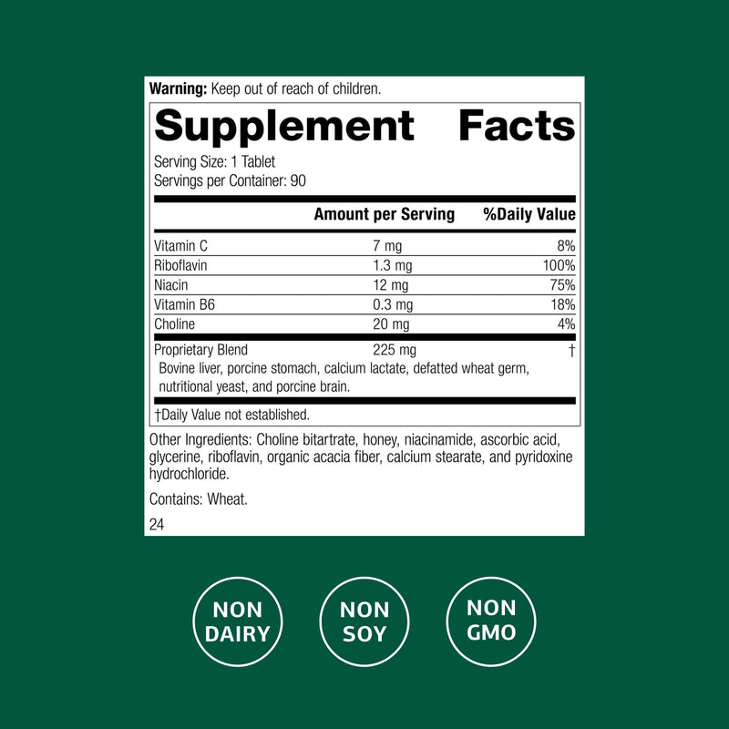 Standard Process Cataplex B2 - Support Nervous System, Brain & Nerve Health - Excellent Source of Vitamin B2 & B6 - Non-Dairy & Non-Soy - 90 Tablets (90 Servings) Unflavored 90 Count (Pack of 1)