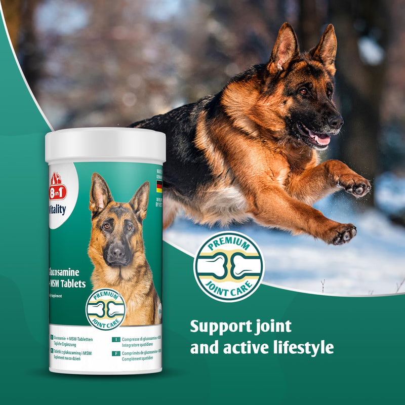 Glucosamine and MSM Dog Nutritional Supplement - Joint Care - 55 tablets - for stiff joints and healthy collagen growth